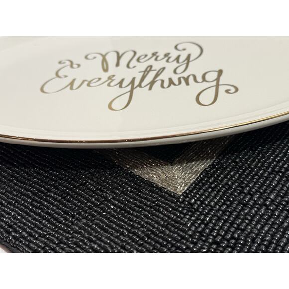 Threshold Christmas "Merry Everything" Oval, Stoneware Holiday Platter Tray NEW - Picture 3 of 9